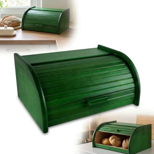 PEEWIT Wooden Bread Large Green Bread Container Bread 40x29x18 Central Meters