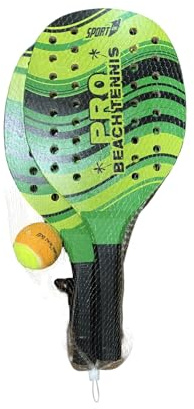 Pro Beach Tennis Sport, Set da Beach Tennis con Racchetta Verde e Nera e Pallina, per Spiaggia e Divertimento