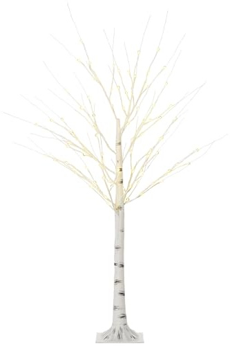 HOMCOM Albero di Natale Bianco Luci LED 12 Rami Artificiale 22x22x150 cm | per Interni ed Esterni, Albero di Natale Artificiale, in PP e Metallo