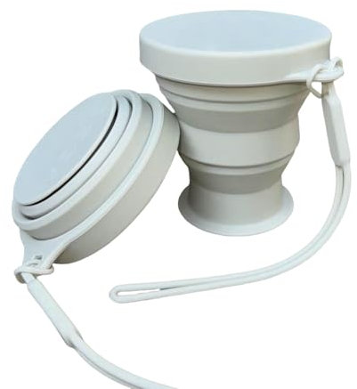 CUAJHNPX gobelet Pliable Tasse d'eau Pliante Portable Extérieure À Haute Température Compression Contrôle De La Bouche 2 Pièces-Blanc