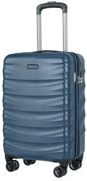 PUCCINI Polykarbonat resväska Valencia hårt skal handbagage vagn lätt resväska med tvillinghjul M-L-XL, Mörkblå, M, handbagage