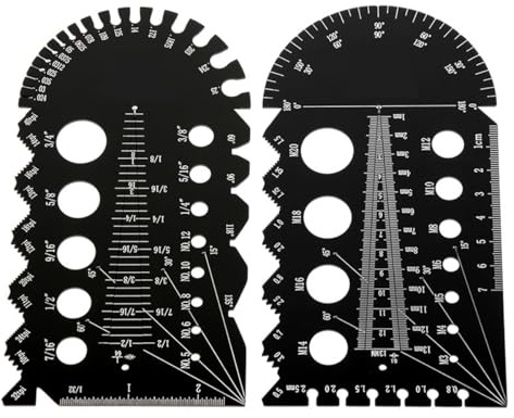 Alnicov Jeu de 2 jauges de Filetage Multifonctions métriques et impériales avec tiges Coniques Amovibles pour la Mesure des boulons