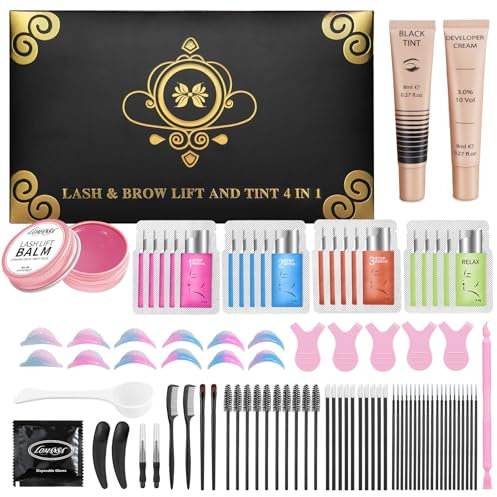 Lomansa Lash Lift and Tint Kit, Lash Lift Kit and Tint, Eyelash Perming Kit and Brow Lamination for Salon and Beginners(Lash Lift Balm)