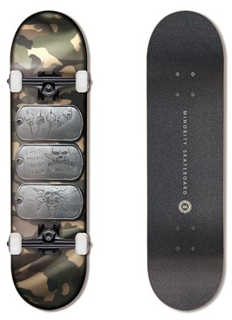 MINORITY 81,3 cm Ahorn-Skateboard | Trick-Skateboard für Anfänger, Fortgeschrittene und Profis (Dogtag)