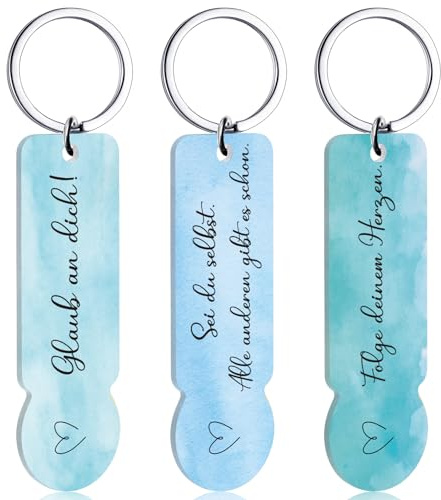 Hestya 3 Pièces Porte-Clés de Jetons en Acier Inoxydable pour Chariot de Courses Ouvre-Caddie Amovible en Métal Inspirant pour Collègues Étudiants Amis(Bleu)