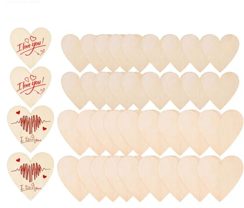 Holzherzen Deko,8cm 10cm Holzherzens Hochzeit,36 Stück Holz Herzen dekos für Party, Jubiläum, Geschenkanhänger, zum Basteln