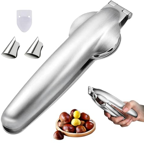 ONGNIUU Alicates Cortador de Castañas - Abridor de Castañas Acero Inoxidable Multiusos, Cascanueces para Pelar Castañas, Nueces, Avellanas y Frutos Secos - Herramienta de Cocina Ideal como Regalo