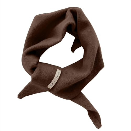 Dreiecksschal Herbst Winter Warmer Schal Gestrickter Wollkragen Kreuz Nackenwickel Gestricken Dreiecksschal für Damen, Frauen, Mädchen, coffee, Einheitsgröße