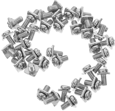 COLLBATH 40 Impostati Viti Terminali con Rondelle Quadrate Viti Testa Tonda Incrociata Carbonio Nichelato per Morsettiere Connessioni Elettriche Sicure e Versatili