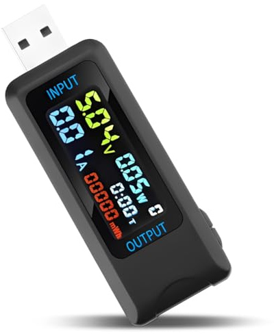 YOFDAL Tester USB Type‑C multimetro digitale 4‑30 V 0‑6,5 A voltmetro amperometro LCD misuratore corrente potenza capacità WH mAh per caricabatterie power bank cavi