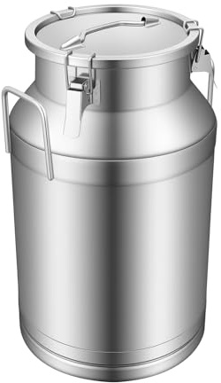 Mqwdxzfes 40L Edelstahl Milchkanne, Transportkanne mit Deckel, Silikondichtung & 3 Verschlüsse Dichter, Großvolumen Milchkübel, Milchbehälter Großvolumen Milchbehälter Kübel Getreidebehälter