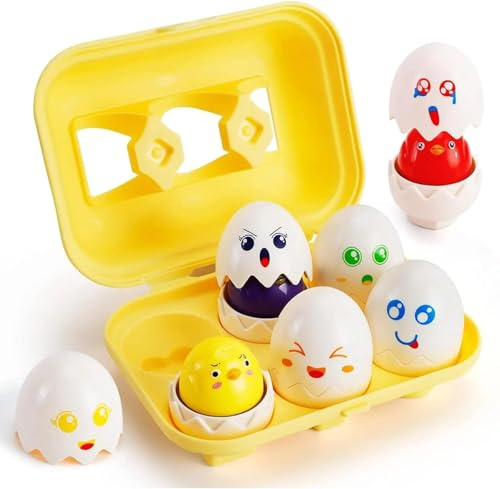 Harewu Montessori Lernspielzeug ab 1 Jahr, Matching Eggs mit Sound Küken, Farben & Formen Sortieren, Motorikspielzeug Baby Kleinkinder, Reisespielzeug Geschenk für Jungen Mädchen 1-3 Jahre