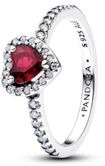 PANDORA Anello da donna in argento 925 con cuore in rilievo fucsia 198421C13