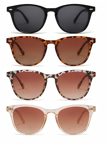 SDXCJY 4 Pairs Sunglasses for Women Retro Vintage Square Frame Ladies Sun Glasses UV400 Protection Trendy Shades