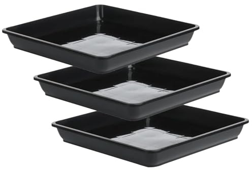 Ngbbby Lot de 3 soucoupes carrées pour Plantes 30 x 30 cm, Plateau collecteur d'eau épais pour Plantes d'extérieur et 'intérieur, Assiettes pour récupérer l'eau pour en Pot, Plats de jardinière