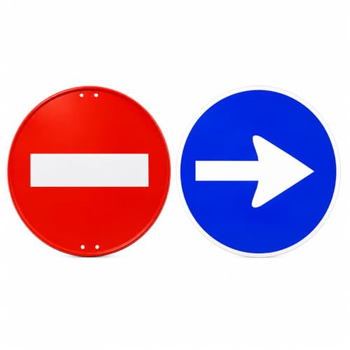 Ferretelix® Señal metalica 50 cm Prohibido el paso R-101 + Señal metalica 50 cm Dirección obligatoria R-400 (1 und R-101 + 1 und R-400)
