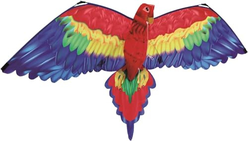 GÜNTHER FLUGSPIELE 1152 - Aquilone 3D Parrot Cora, aquilone monofilo con vela colorata in poliestere di ottima qualità, per bambini a partire da 6 anni, con corda e maniglia, grande circa 144 x 80 cm