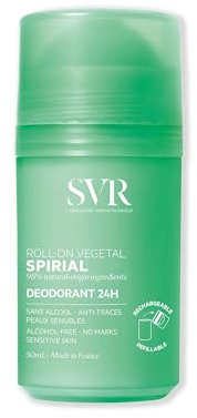 SVR - Spirial Végétal Roll-On – Déodorant 24h – 98% d'ingrédients d'origine naturelle – Sans sels d'aluminium – Haute tolérance – 50 ml