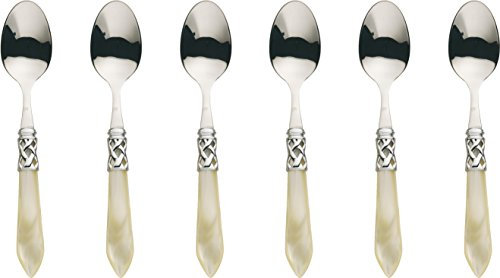 Bugatti ALCAM-N4207 Aladdin Kaffeelöffel-Set, 6-teilig, Edelstahl/ABS, elfenbeinfarben, 21 x 18 x 3 cm