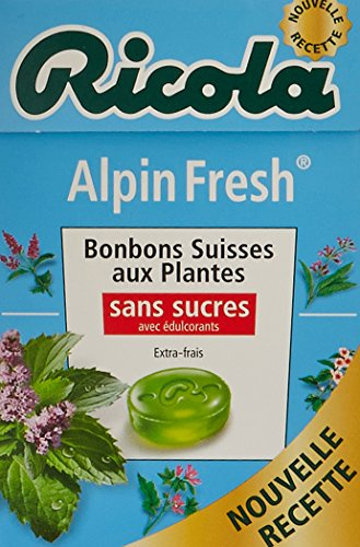 Ricola Candy Suisses aux plantes, alpino fresco, sans sucres, avec édulcorants – La boîte de 50 g