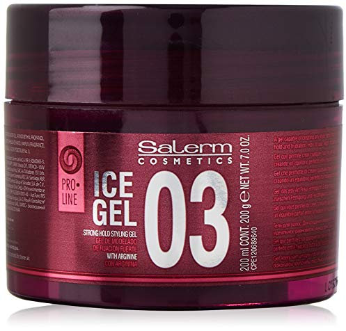 SALERM - Gel Fijador para el Pelo - Ice Gel 03-200 ml - Fijación Fuerte - Gel Efecto Mojado - Fijación e Hidratación del Cabello - con Arginina - Fortalece la Fibra Capilar