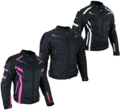 HEYBERRY Damen Motorrad Jacke Motorradjacke Textil Schwarz Gr. L / 40