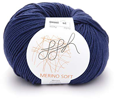 ggh Merino Soft - 100% Schurwolle (Merinowolle - Superwash) - 50g Wolle zum Stricken oder Häkeln/Farbe 029 - Tiefes Kobalt