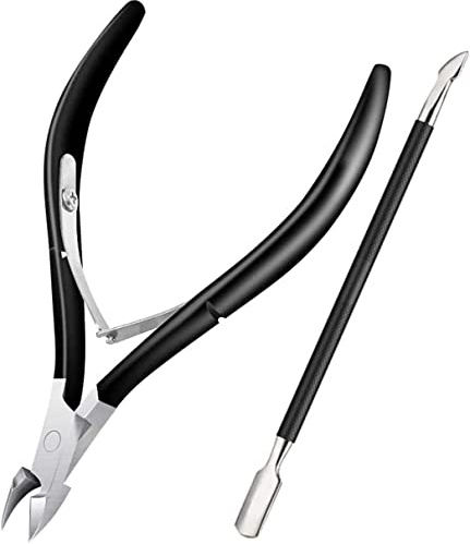 Coupe-cuticules avec poussoir à cuticules Velkomin - Pince à cuticules professionnelle en acier inoxydable - Outils de manucure pour ongles et ongles