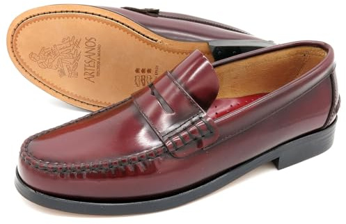 Marttely Made in Spain - Scarpe Mocassini Uomo Eleganti Penny-Loafer in Vera Pelle con Suola in Cuoio Cucito 800 Fatto in Spagna
