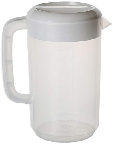 UPKOCH Grand pichet en plastique de 2500 ml avec couvercle pour eau, bière, mélange, boissons, jus, boissons glacées, thé - Blanc