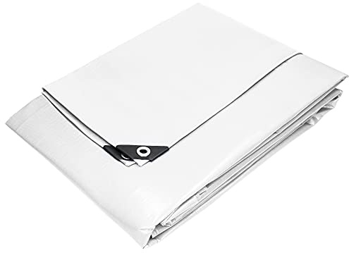 ECD Germany Bâche de Protection Imperméable à l'eau avec Oeillets - 6x12 m 72m² 260g/m² - Polyéthylène PE Blanc - Résistant à la Moisissure - Couverture Étanche Jardin Bateau Voiture Piscine Camping