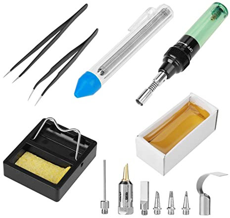 Kit de fer à souder au butane multi-usages – 8 ml portable sans fil à gaz électrique chalumeau outils de soudage température réglable 450 °C avec 7 embouts interchangeables