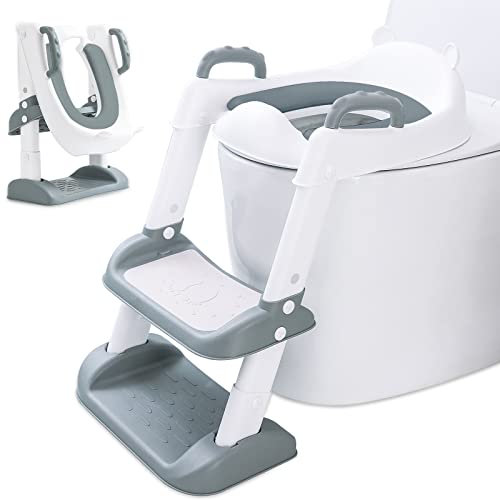MULEVIP Toilettensitz Kinder Kinder WC,Toilettensitz für Kleinkinder mit Treppe,Toilettenaufsatz Kinder, Verstellbar Toilettentrainer mit PU-Sitzkissen, Rutschfest, für Jungen und Mädchen Baby