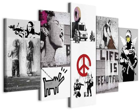 B&D XXL - Akustikbild 225x112 cm Bilder mit Akustikschaumstoff Hochleistungsschallabsorber Schallschutz Leinwandbild XXL 5 tlg Wandbild i-C-10019-b-a