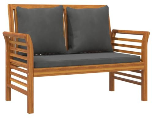 vidaXL Sofabank mit Dunkelgrauen Kissen Massivholz Akazie