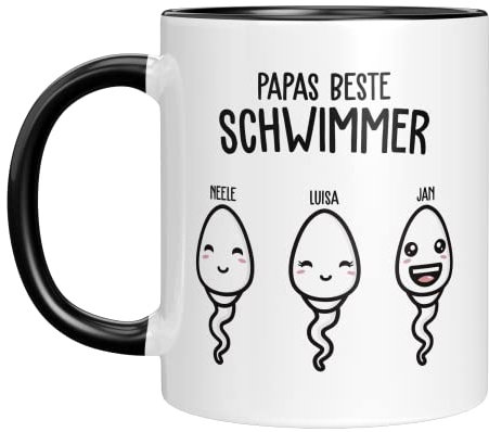 TassenTicker Papas beste Schwimmer - Personalisiert - bester Papa - Geschenke - Geburtstag - Vatertag - Vatertagsgeschenk - Vater Geburtstagsgeschenk (3 Kinder), Sper01