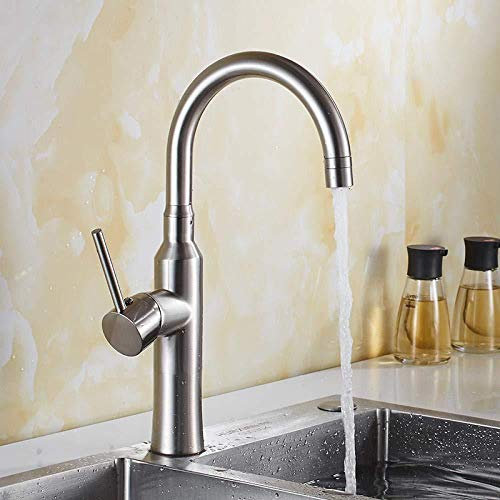 TAOZUYING Wasserhahn Edelstahl Messing Chrom Badarmaturen Küchenspülenarmaturen Gebürsteter Küchenarmatur mit drehbarer Spüle Marriage