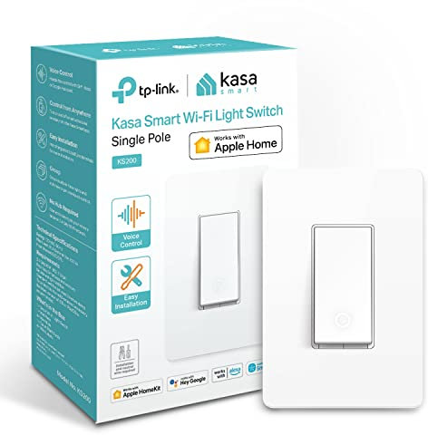 Kasa Apple HomeKit Smart Light Switch KS200, Single Pole, Neutral Wire Required, 2.4GHz Wi-Fi Light Switch Works with Siri, Alexa and Google Home, UL Certified, No Hub Required, White