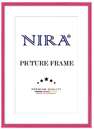 NiRa Massiv Holz Bilderrahmen Schmal 40 x 60 cm in Pink Hochglanz | Farbe und Größe wählbar | Rahmen für Poster | Puzzle | Foto collage HD119