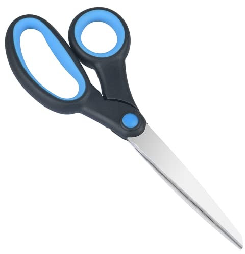 Vänsterhänt sax, 20 cm, vänsterhänt rostfritt stål skarpt blad mjukt komfortgrepp handtag trubbiga saxar för vuxna skolstudenter barn (1-pack)