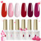 ROSALIND Esmaltes Semipermanentes Rojo Rosa Rosa Claro Morado Oscuro 6 Colores Kit Pintauñas Semipermanentes Uñas de Gel UV LED Esmaltes en Gel Nail Polish Esmalte Uñas Valentín