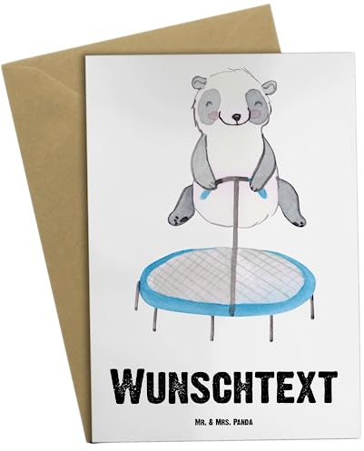 Mr. & Mrs. Panda Grußkarten Personalisiert Panda Trampolin springen - Personalisierte Geschenke, grußkarte, Klappkarte, Turnen, Fitnessstudio, Sportler, individuelle, Karte