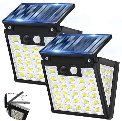 Lerelin Solar Lights Outdoor Garden, LED Solar Security Light Outdoor Motion Sensor with 3 Modes, 270° Wide Angle IP65 Waterproof Solar Powered Light Outside for Wall Shed Fence Garage (2 Pack)