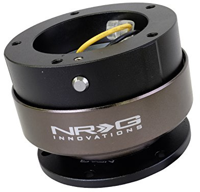 NRG Innovations Gen 2.5 Racing Style Steering Wheel Quick Release Hub, Two-way 5-Hole Style Adapter, 6x70 and 6x74mm Bolt Patterns, Black, NRG-SRK-350BK