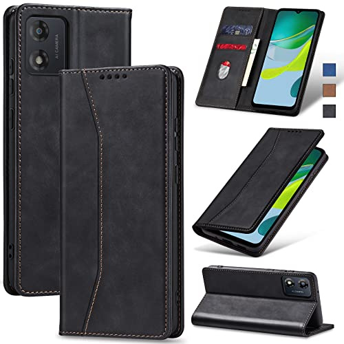 Jasonyu Funda para Motorola Moto E13 Flip Case,Negro | Cuero PU Carcasa,Tipo Libro con Tarjetas y Cartera,Soporte Plegable,Cierre magnético,Capa