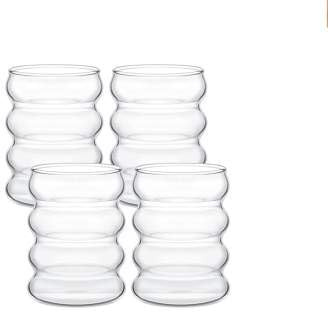 Minisa Cocktailglas Wave, Cocktailglas wellig Longdrink Set, kreatives Kaffeeglas, Design-Glas für alle Getränke und Dessert 4er Set