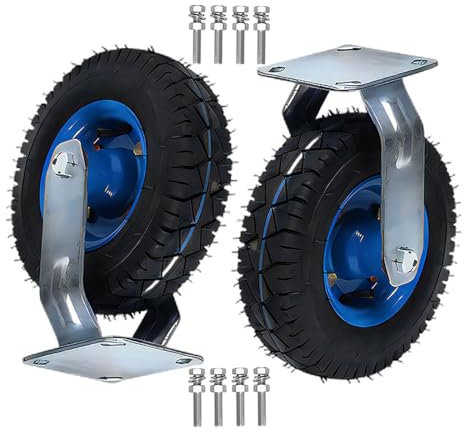 2er SET Möbel Industrierollen, Luftreifen Gummi Bockrolle Ø 150/200/250MM Leise Belastbar Und Druckbeständig Abriebfest Stoßdämpfunguniversal Lenkrollen Mit Bremse, Plattformwagen