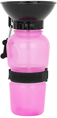 DUnLap Pet bowl 500ml Pet Dog Squeeze Water Bottle Drinking Cat Feeding Bowl Outdoor Travel Portable Pet Supplies Feed Bowl Jug Cup Dispenser Pet feeding bowls(Pink)