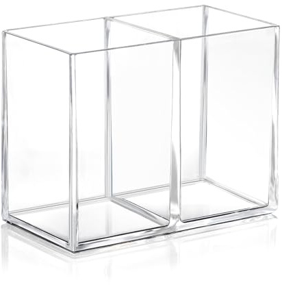 DIFIT Stiftehalter, transparenter Acryl Stifteköcher mit 2 Fächern