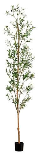 Nearly Natural 9FT Tall Silk Faux Olive Tree for Home and Office Decor, Potted with Natural Wood Trunk, Realistic Branches and Lifelike Fruits